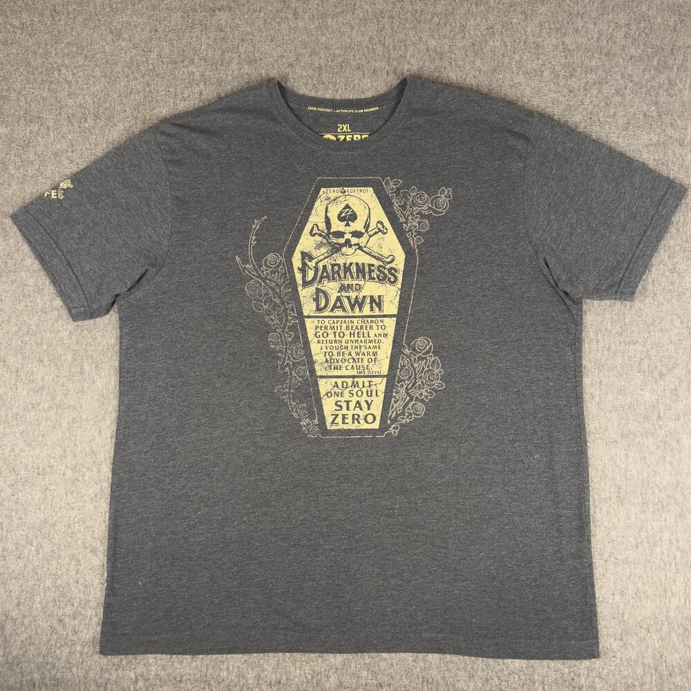 Zero Foxtrot Darkness And Dawn Shirt Mens XXL Gray Skull Afterlife Club T-Shirt